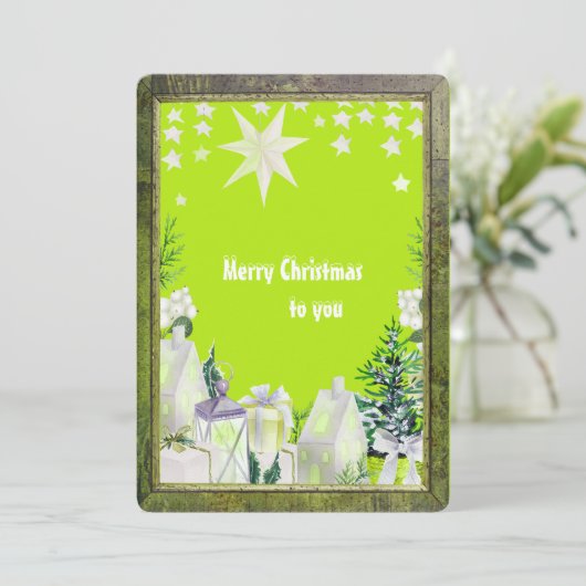 Lime Green Neon Winter Vakantie wenskaart (Staand voorkant)