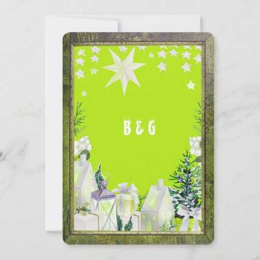 Lime Green Neon Winter Vakantie wenskaart (Achterkant)