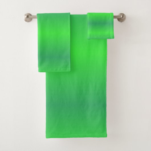 Lime Green ombre stripe Bathroom Towel Set Bad Handdoek (Insitu)
