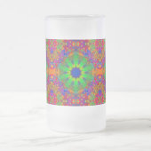 Lime Green Oranje en Paarse Stars Mandala Matglas Bierpul (Center)