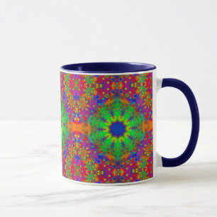 Lime Green Oranje en Paarse Stars Mandala Mok