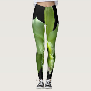 Lime Green Orchid-Leggings op een zwarte achtergro Leggings