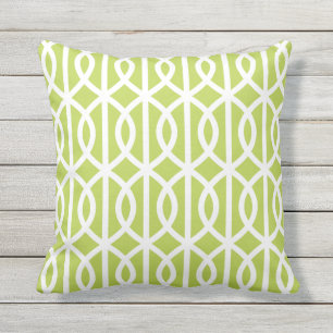Lime Green Outdoor Kussens Twist Trellis Pattern