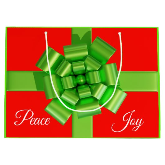 Lime Green Overstuffed Bow Gift Bag Groot Cadeauzakje (Voorkant)