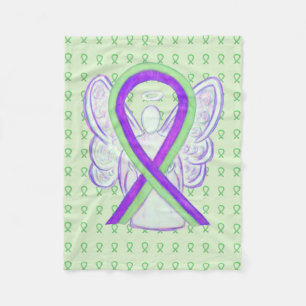 Lime Green & Paars Awareness Ribbon Angel Blanket Fleece Deken