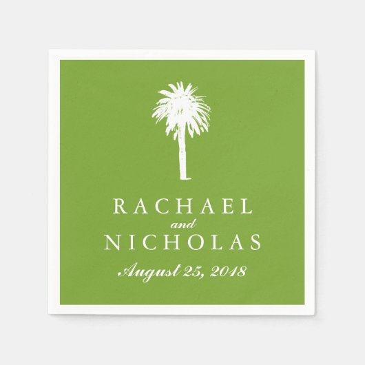 Lime Green Palm Tree Tropics | Bruiloft Servetten (Voorkant)