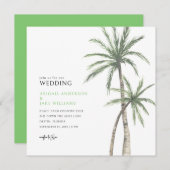 Lime Green Palm Tree Wedding Kaart (Voorkant / Achterkant)
