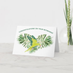 Lime Green Parrot Happy Retirement Greeting Kaart