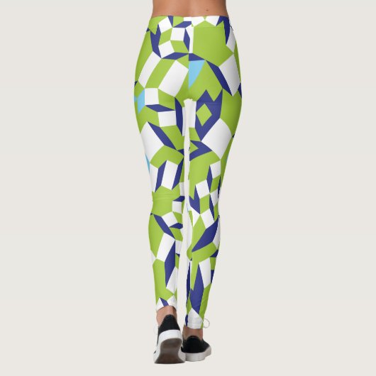 Lime Green patroon Leggings (Achterkant)
