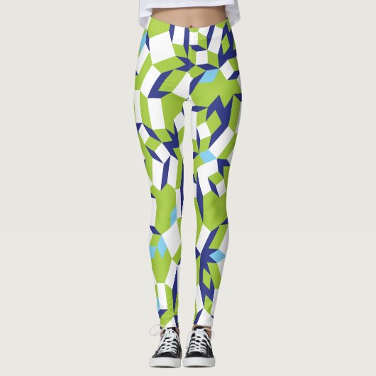 Lime Green patroon Leggings (Voorkant)