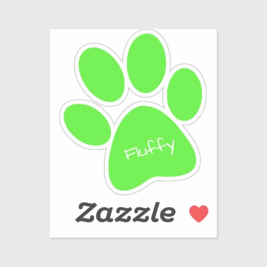 Lime Green Paw Print Custom-Cut Vinyl Sticker (Vel)