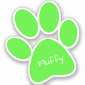 Lime Green Paw Print Custom-Cut Vinyl Sticker (Voorkant)