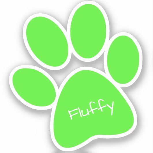 Lime Green Paw Print Custom-Cut Vinyl Sticker (Voorkant)