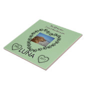 Lime Green Pawprint Heart Memorial Tegeltje (Zijkant)