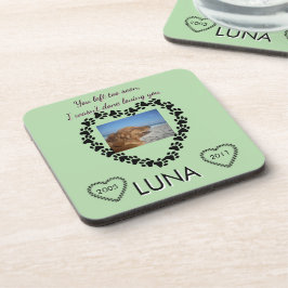 Lime Green Pawprint Memory Heart Bier Onderzetter