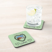 Lime Green Pawprint Memory Heart Bier Onderzetter (Rechterzijde)