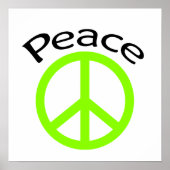 Lime Green Peace & Word Poster (Voorkant)