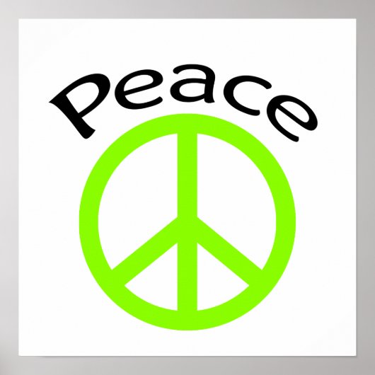 Lime Green Peace & Word Poster (Voorkant)