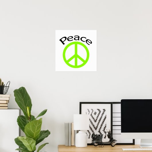 Lime Green Peace & Word Poster (Thuiskantoor)