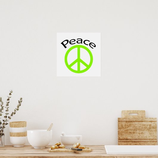Lime Green Peace & Word Poster (Keuken)