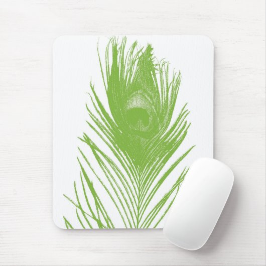 Lime Green Peacock Feather Mousepad Muismat (Met muis)