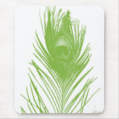 Lime Green Peacock Feather Mousepad Muismat (Voorkant)