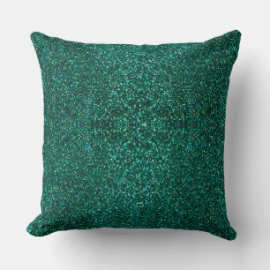 Lime Green Peacock Floral Reversible Glitter Kussen