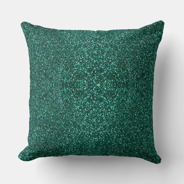 Lime Green Peacock Floral Reversible Glitter Kussen (Voorkant)