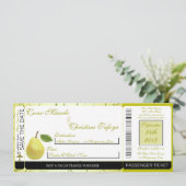 Lime Green Pear Boarding Pass Uitnodiging voor bru (Staand voorkant)