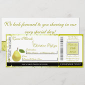 Lime Green Pear Boarding Pass Uitnodiging voor bru (Voorkant / Achterkant)