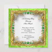Lime Green Pearls Gold White Birthday Party Kaart (Achterkant)
