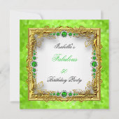 Lime Green Pearls Gold White Birthday Party Kaart (Voorkant)