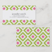 Lime Green Pink Diamonds Ikat Pattern Contactkaartje (Voorkant / Achterkant)