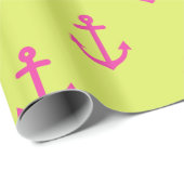 Lime Green Pink Nautical Anchor Pattern Cadeaupapier (Rol Hoek)