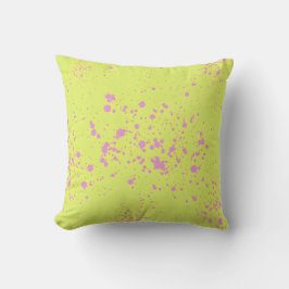 Lime Green & Pink Splatter Art Sierkussen