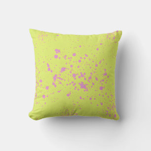 Lime Green & Pink Splatter Art Sierkussen