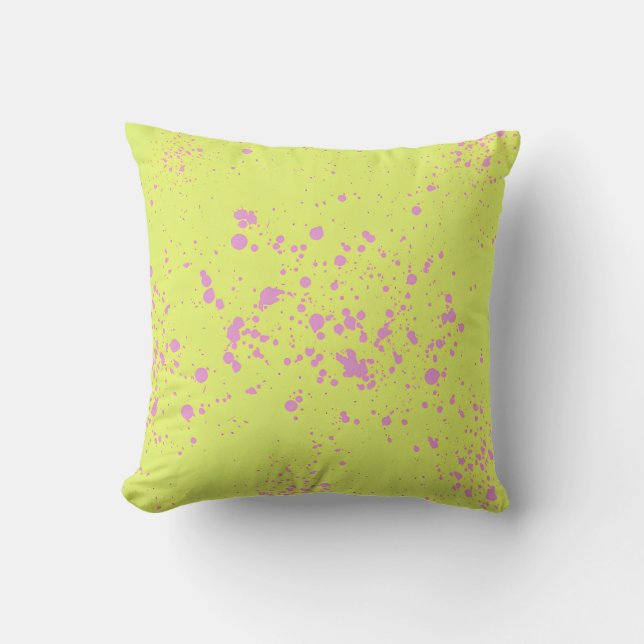 Lime Green & Pink Splatter Art Sierkussen (Voorkant)