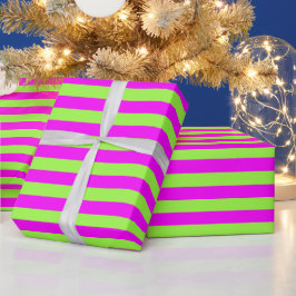 Lime Green Pink Stripe Pattern Modern Cadeaupapier