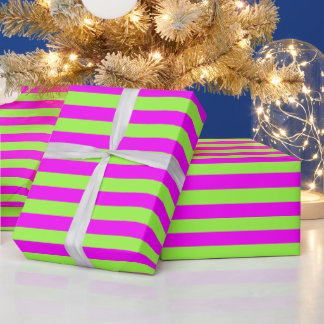 Lime Green Pink Stripe Pattern Modern Cadeaupapier
