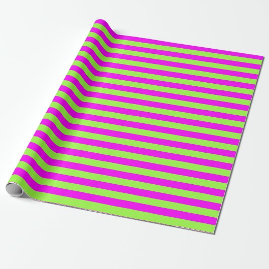 Lime Green Pink Stripe Pattern Modern Cadeaupapier (Uitgerold)