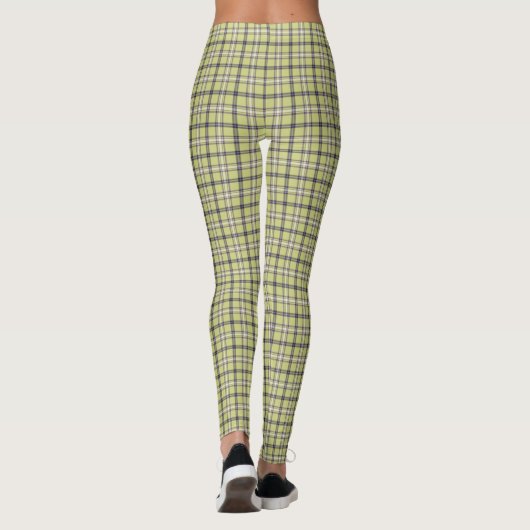Lime Green Plaid Classic Pattern Retro Leggings (Achterkant)