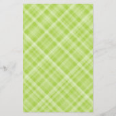 Lime Green Plaid Gelijnd Briefpapier Stationery (Achterkant)