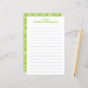 Lime Green Plaid Gelijnd Briefpapier Stationery