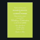 Lime Green Plain Simple Wedding Invitation Kaart<br><div class="desc">Producten die u kunt aanpassen met uw afbeeldingen of tekst.</div>