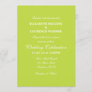 Lime Green Plain Simple Wedding Invitation Kaart