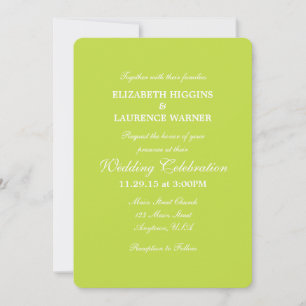 Lime Green Plain Simple Wedding Invitation Kaart