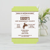 LIme Green Play Cowboy Rodeo Birthday Uitnodiging (Staand voorkant)