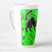 Lime Green Playful Cat Latte Mok (Linkerhoek)