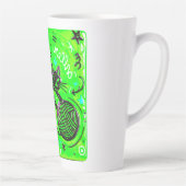 Lime Green Playful Cat Latte Mok (Rechts)