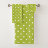 Lime Green Polka Dot Bad Handdoek (Insitu)